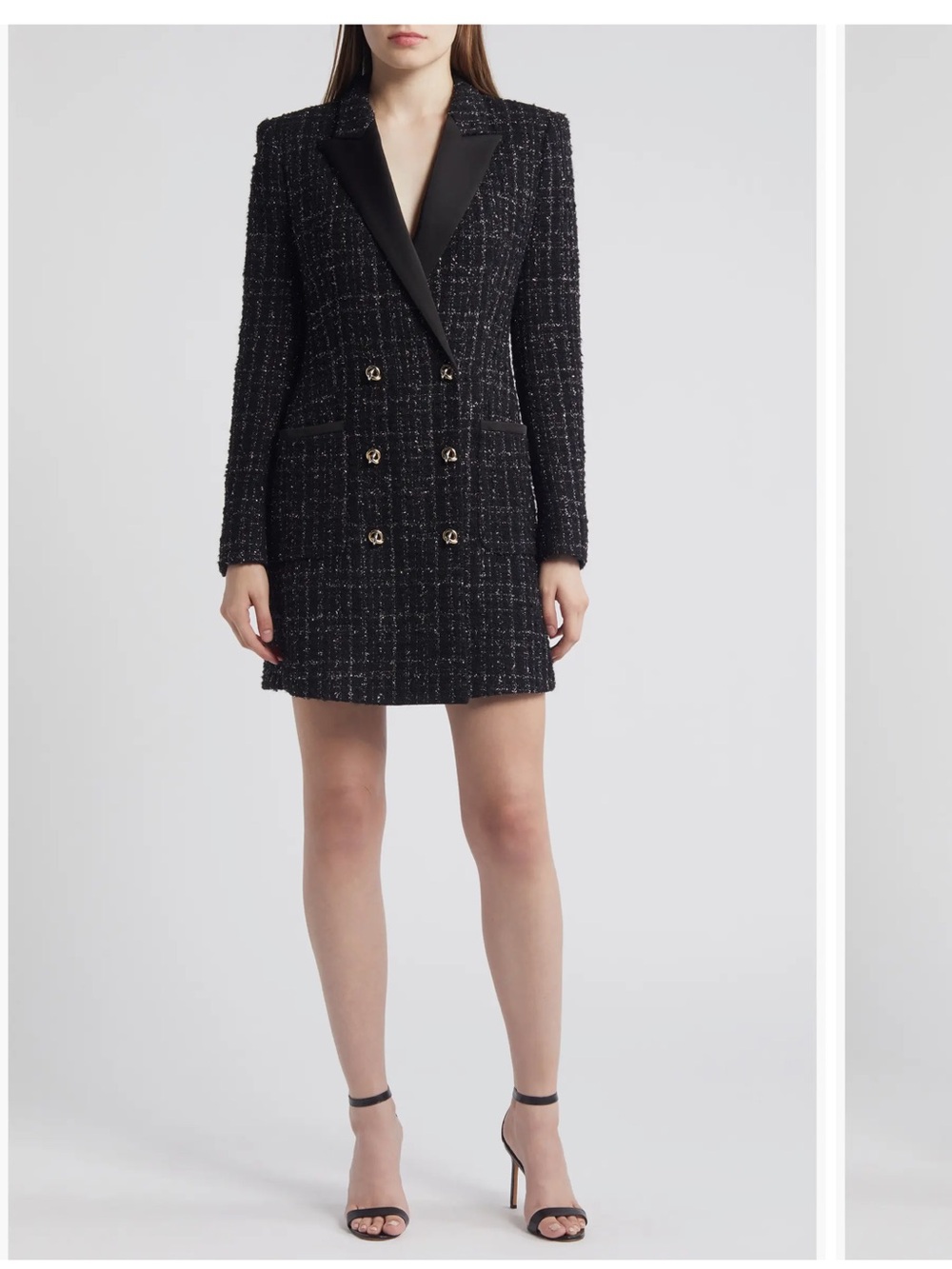 Boss Black Tweed Double-Breasted Blazer Dress